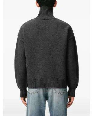 AMI Paris Ami De Coeur funnel-neck wool sweater - Grey - サムネイル4