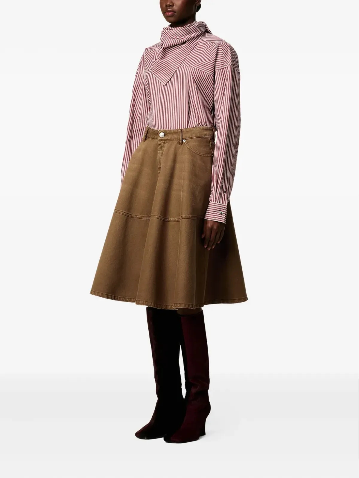 AMI Paris コットン ミディスカート - ブラウン - 画像3