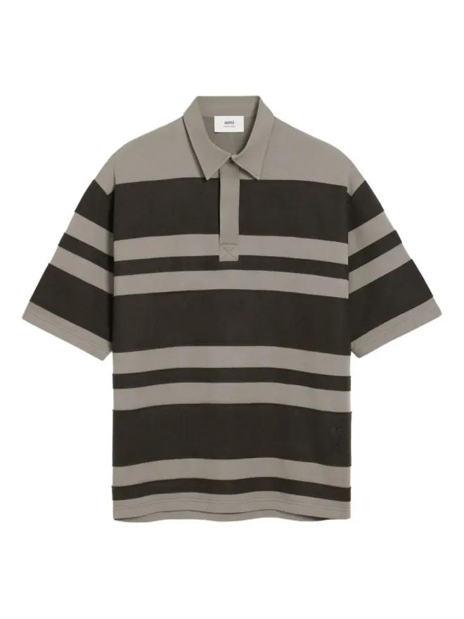 AMI Paris AMI Paris アミ・ド・クール ストライプ綿ポロシャツの商品画像