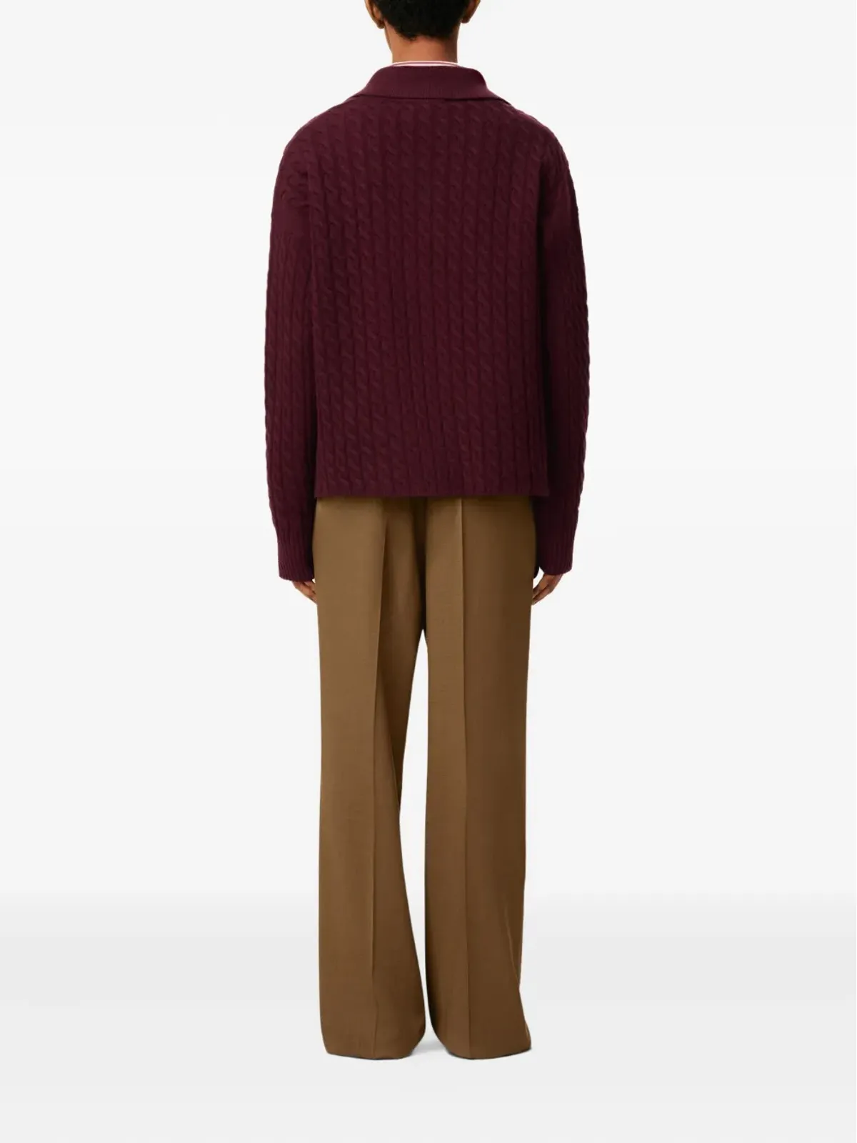 AMI Paris ケーブルニット ウール ポロシャツ - レッド - 画像5