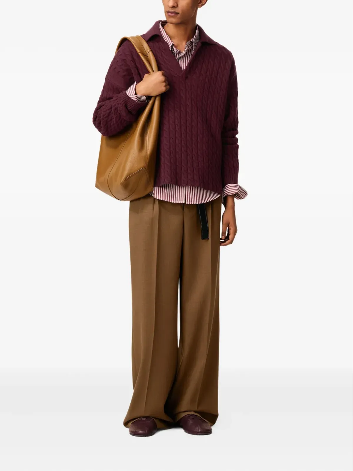 AMI Paris ケーブルニット ウール ポロシャツ - レッド - 画像3