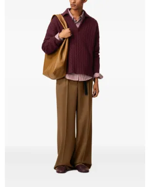 AMI Paris ケーブルニット ウール ポロシャツ - レッド - サムネイル3