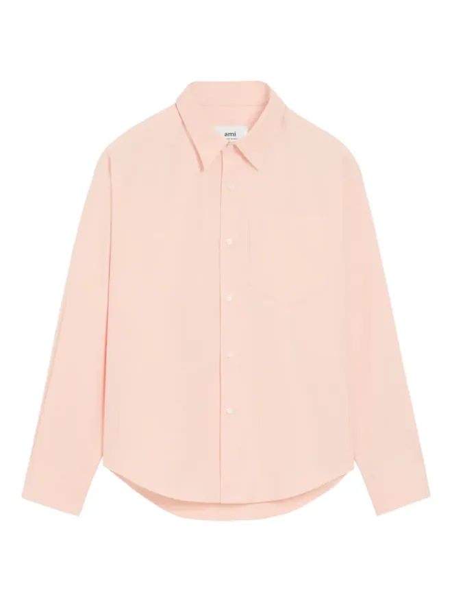 AMI Paris AMI Paris Ami De Coeur embossed cotton boxy shirt - Pinkの商品画像