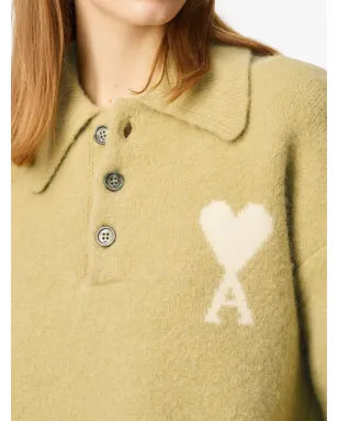 AMI Paris Ami De Coeur ロゴ入り長袖ポロシャツ - Yellow - サムネイル5
