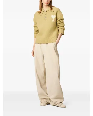 AMI Paris Ami De Coeur ロゴ入り長袖ポロシャツ - Yellow - サムネイル2