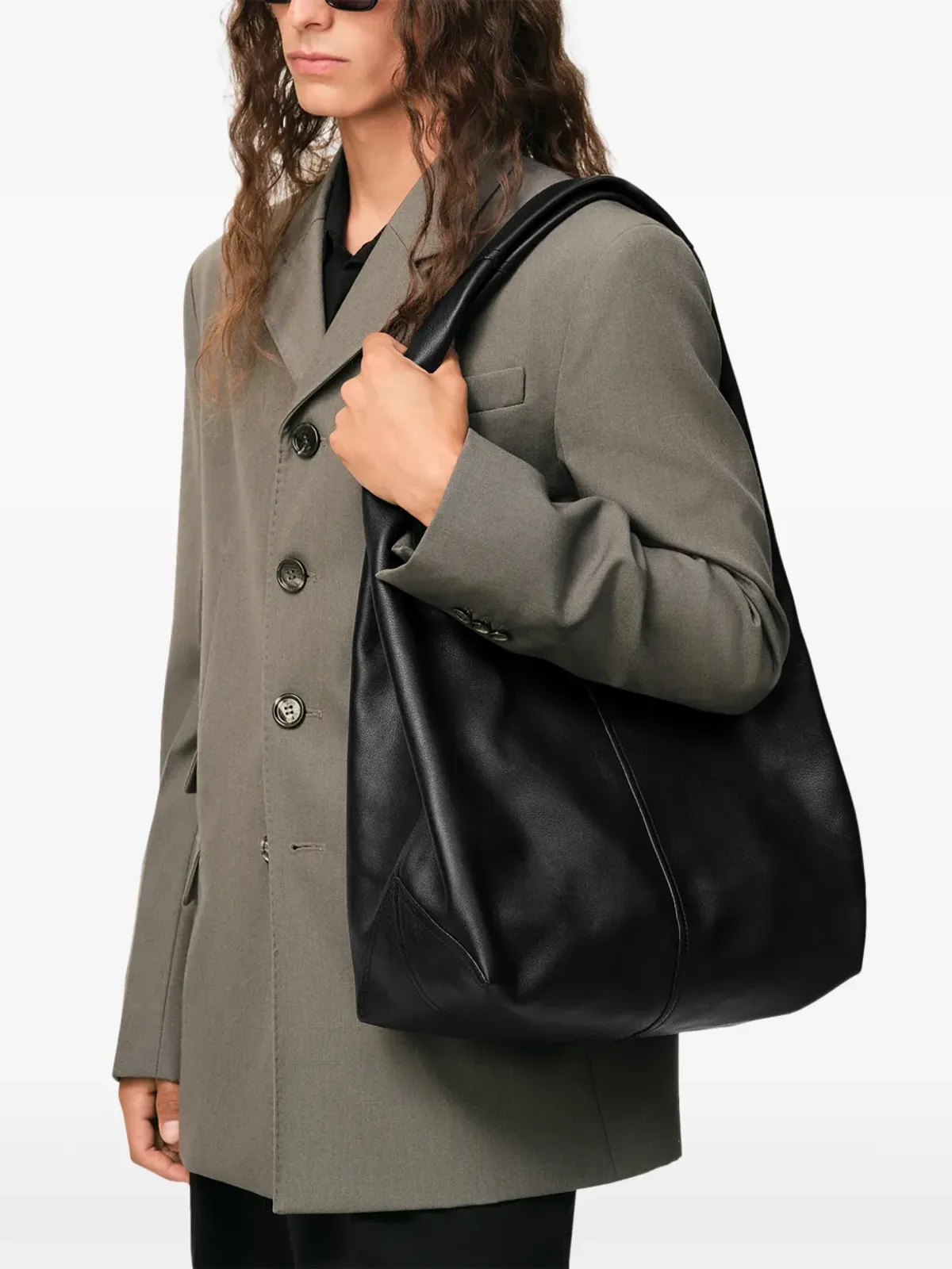AMI Paris エティエンヌ レザー トートバッグ - Black - 画像2