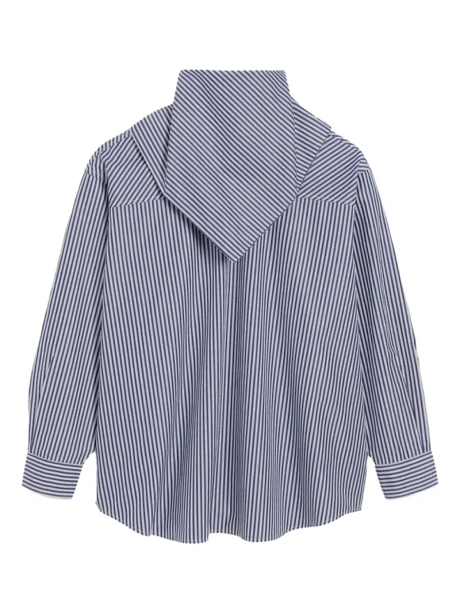 AMI Paris AMI Paris striped-pattern bandana-collar cotton shirt - Blueの商品画像