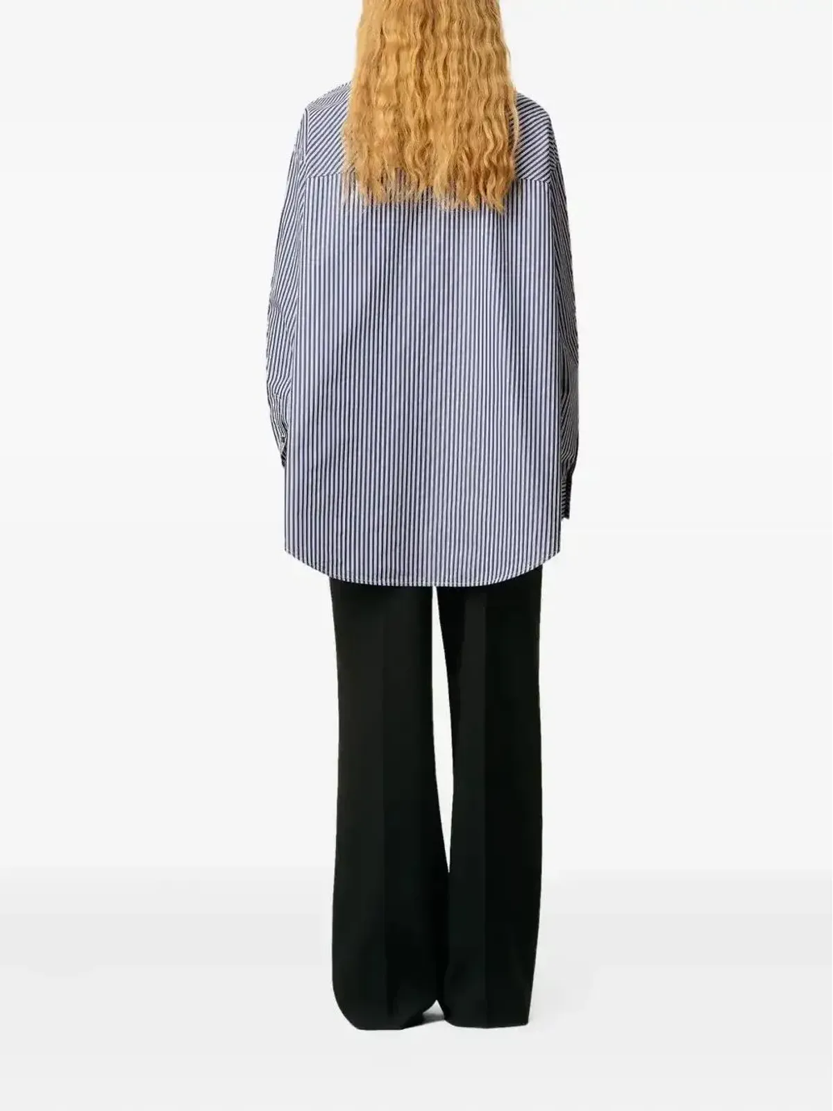 AMI Paris striped-pattern bandana-collar cotton shirt - Blue - 画像5