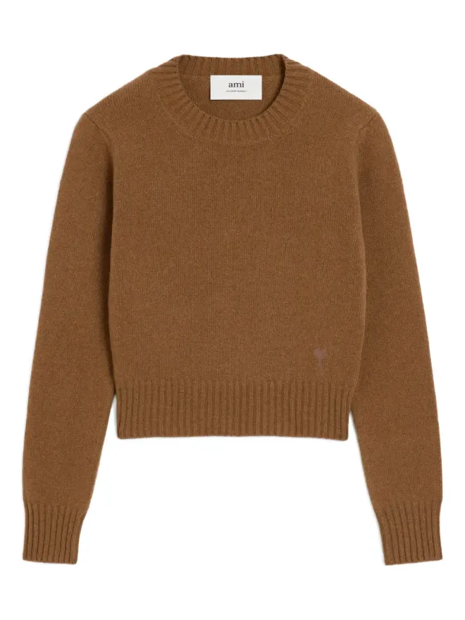 AMI Paris AMI Paris Ami De Coeur クルーネック カシミヤセーター - Brownの商品画像