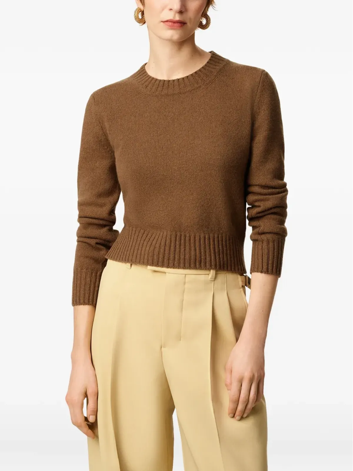 AMI Paris Ami De Coeur クルーネック カシミヤセーター - Brown - 画像3