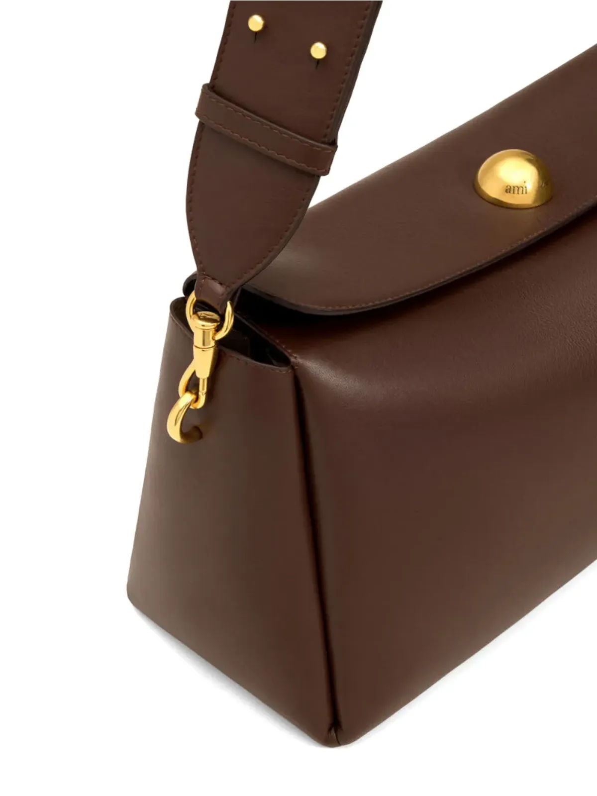AMI Paris Carrousel 本革バッグ ブラウン - 画像5