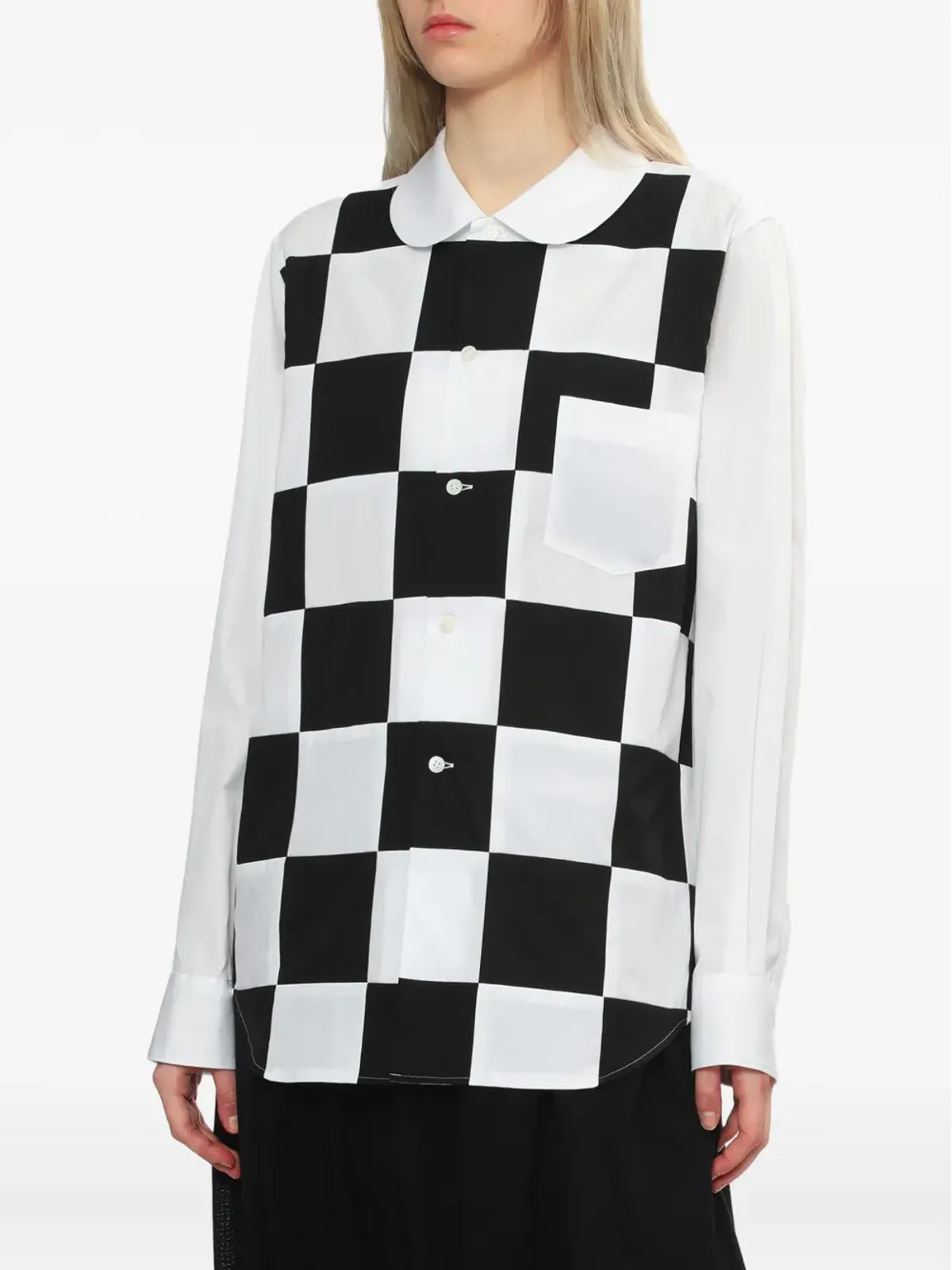 Comme Des Garçons Comme Des Garçons チェッカーボード柄ピーターパンカラーシャツ（ホワイト） - 画像3