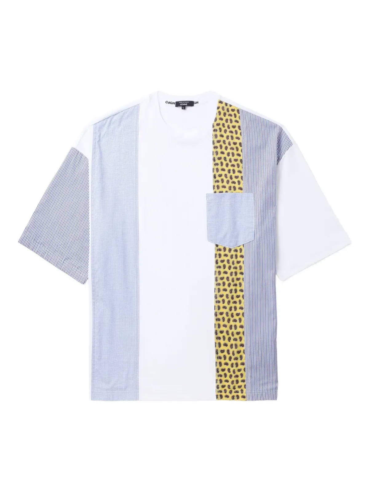 Comme des Garçons Homme パネルドペイズリープリント Tシャツ（ホワイト） - 画像1