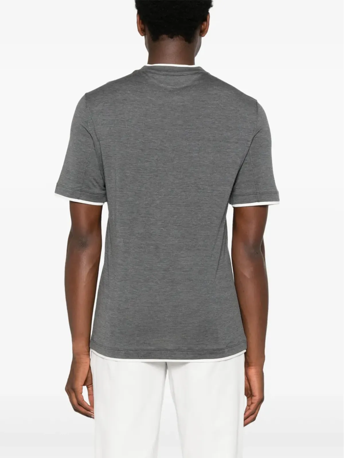 Brunello Cucinelli シルク混紡Tシャツ - グレー - 画像3