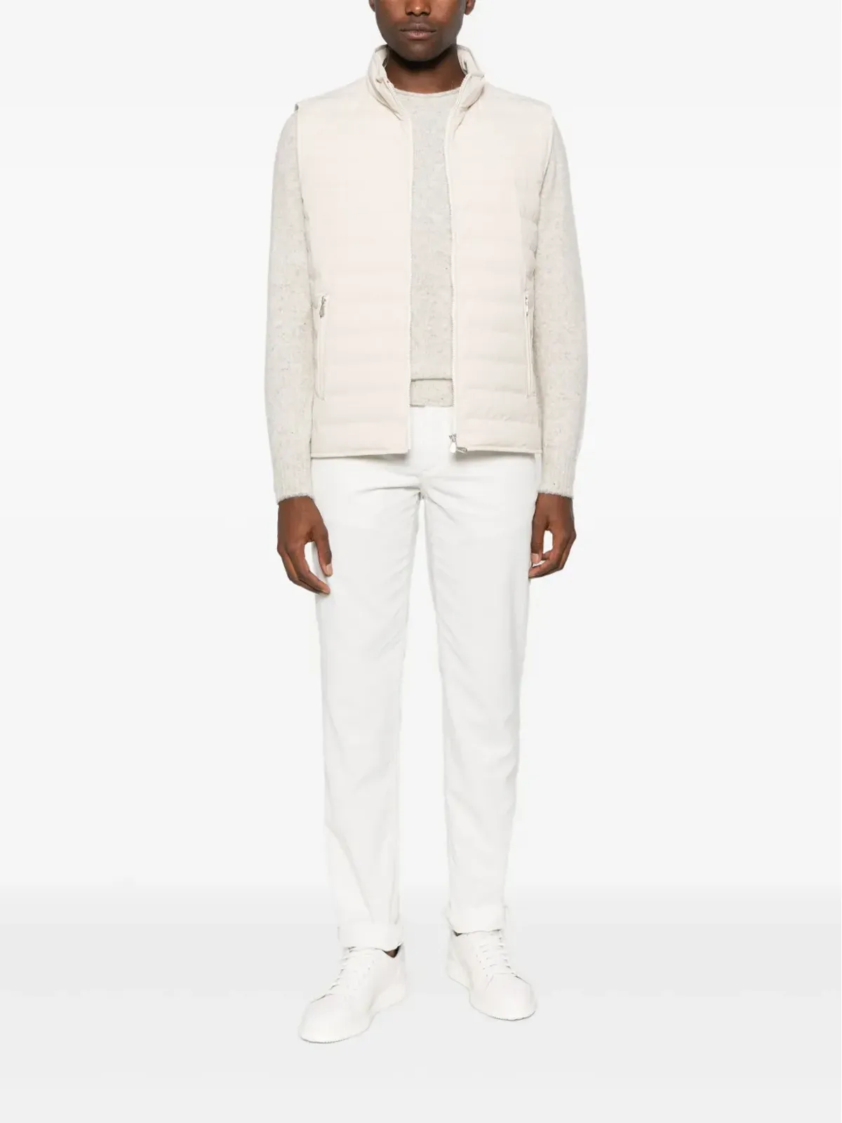 Brunello Cucinelli メランジュ風ニットセーター グレー - 画像2