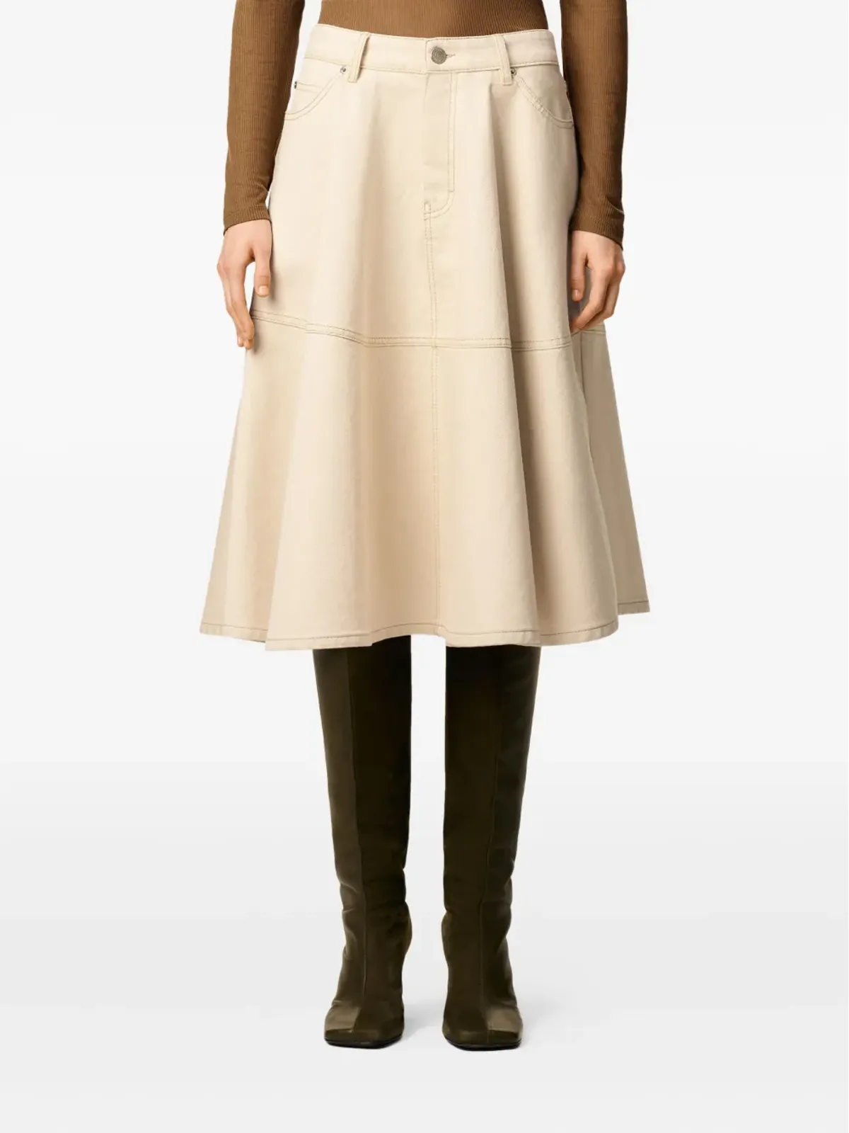 AMI Paris ボタン留め付きコットンミディスカート - 画像5