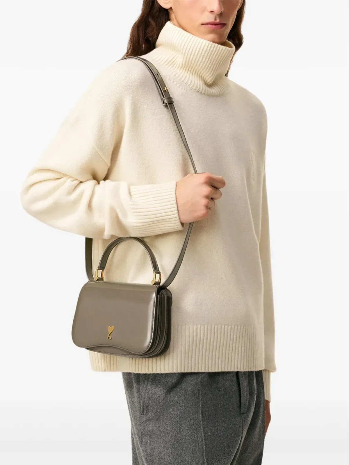 AMI Paris トップハンドルレザーバッグ - 画像4