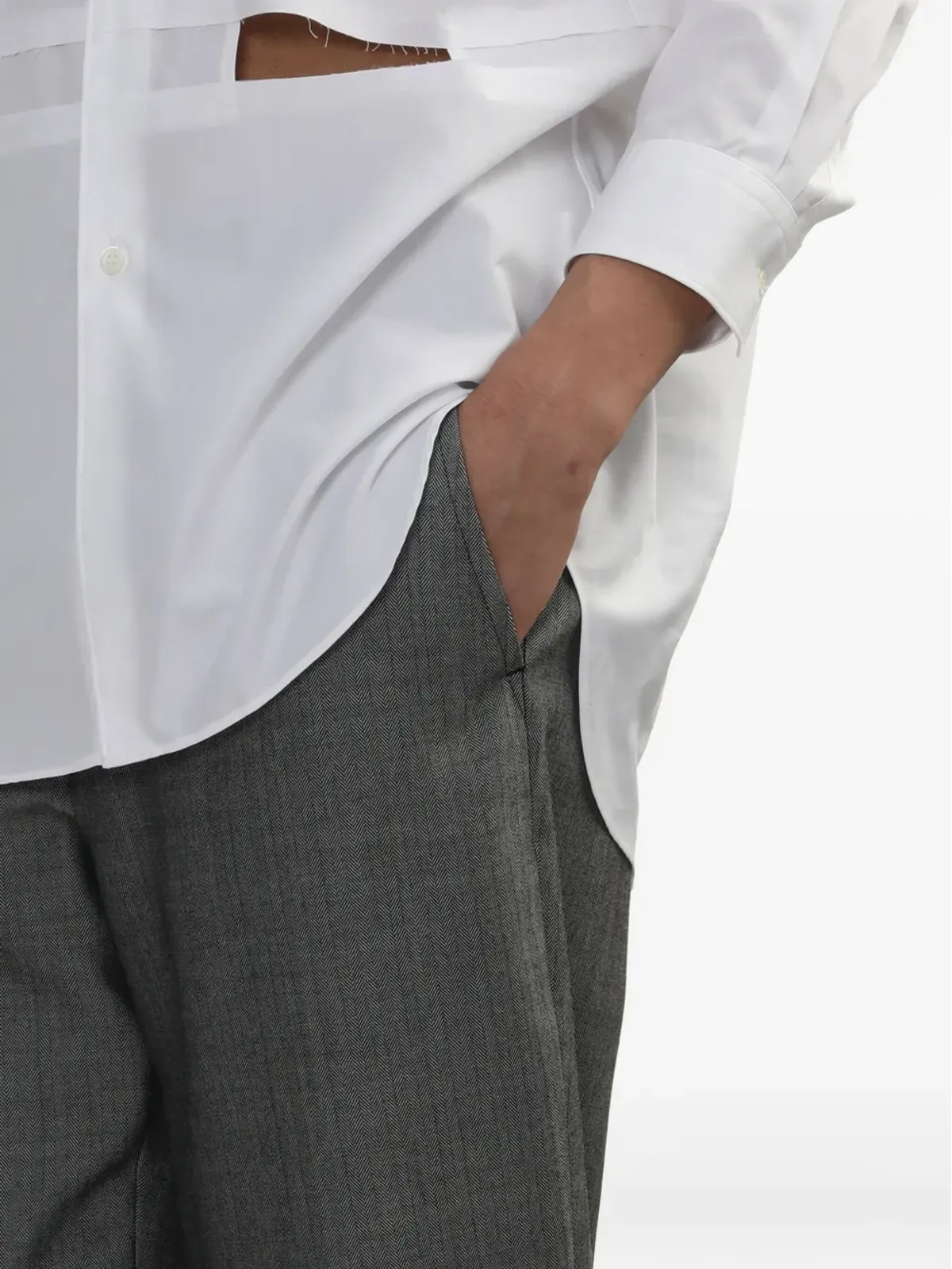 Black Comme Des Garçons パネルド アシンメトリカル パンツ - 画像5