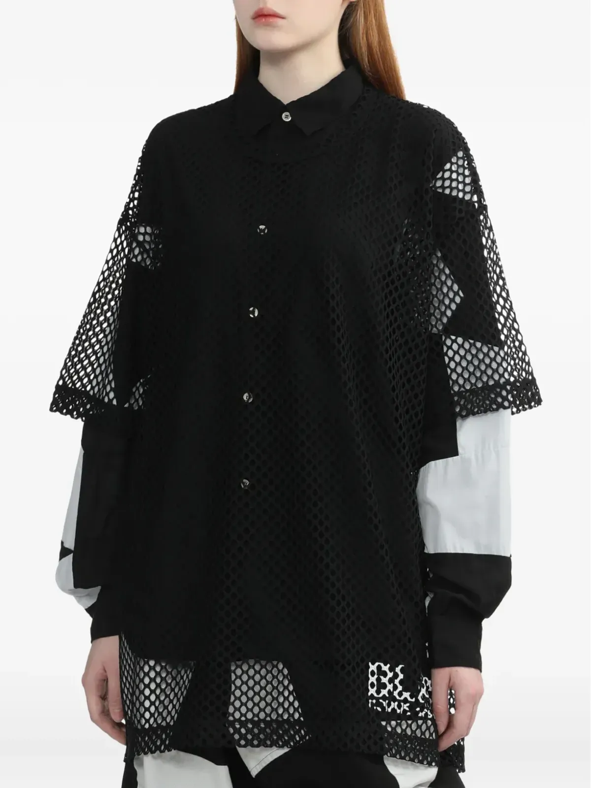 Black Comme Des Garçons メッシュパネルTシャツ - 画像3