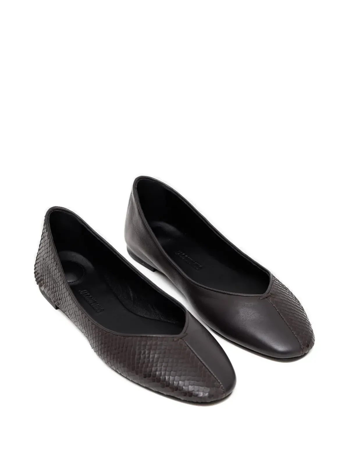 Jacquemus Ovalo snakeskin-effect leather ballet flats - Brown - 画像2