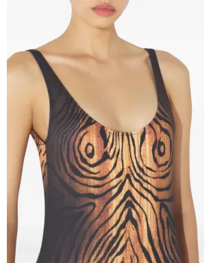 Jean Paul Gaultier 木目プリントのスクープネック水着 - サムネイル5