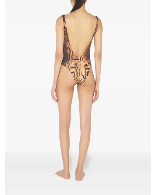 Jean Paul Gaultier 木目プリントのスクープネック水着 - サムネイル3