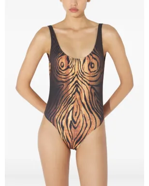 Jean Paul Gaultier 木目プリントのスクープネック水着 - サムネイル4