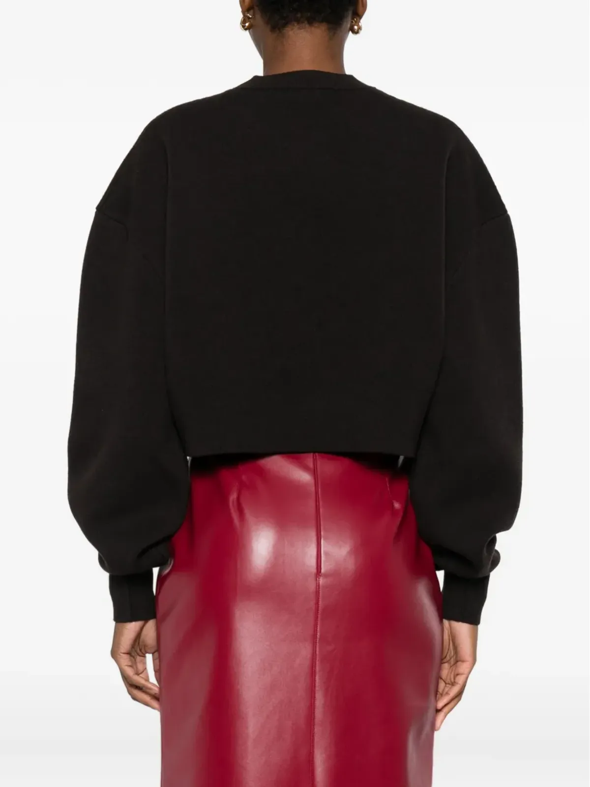 TOM FORD ブラウンのラウンドネック・クロップドセーター - 画像4