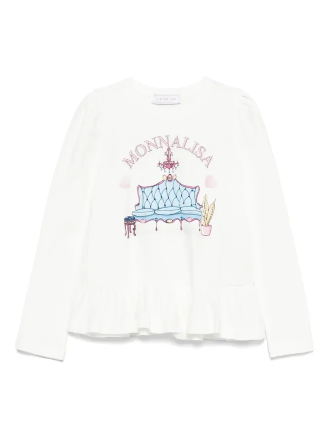 Monnalisa Monnalisa グラフィックプリント入りフリルTシャツの商品画像