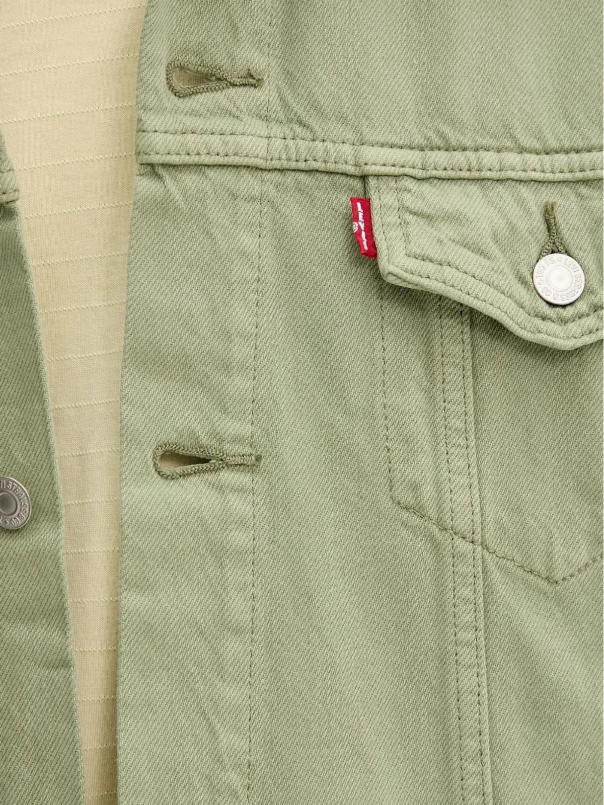 Levi's ボタン留め デニムジャケット グリーン - 画像5