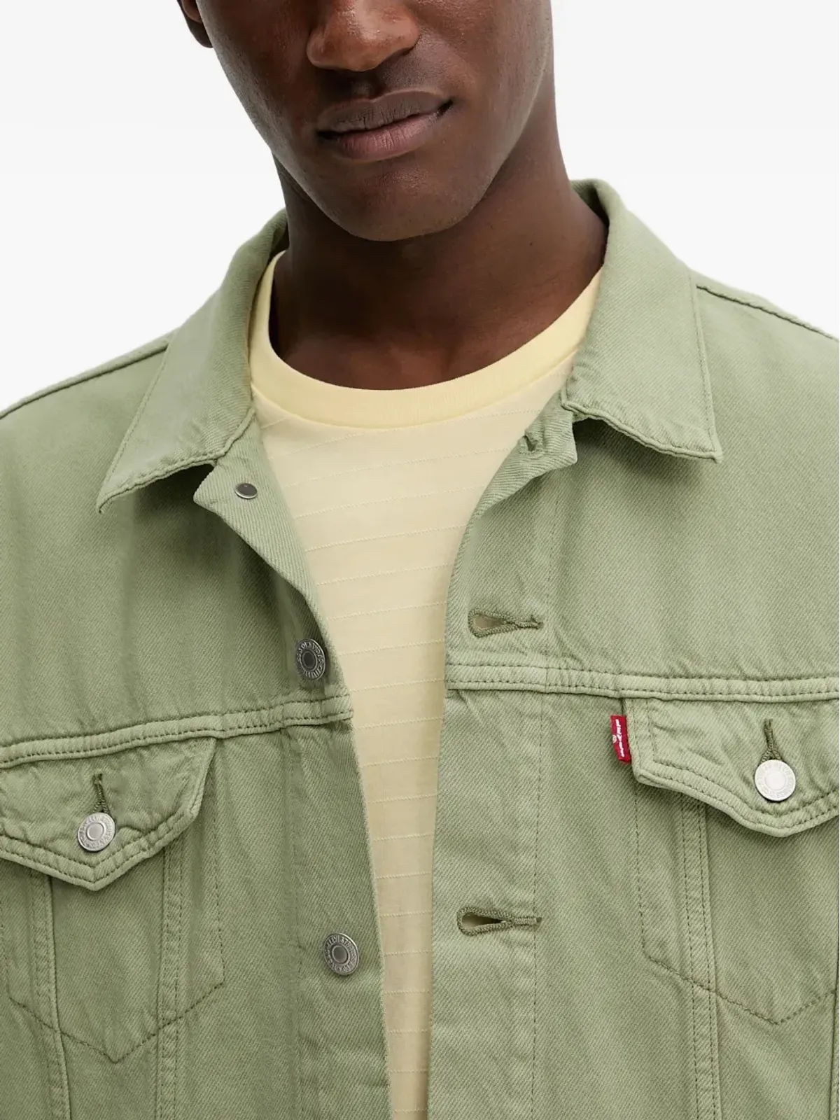Levi's ボタン留め デニムジャケット グリーン - 画像4