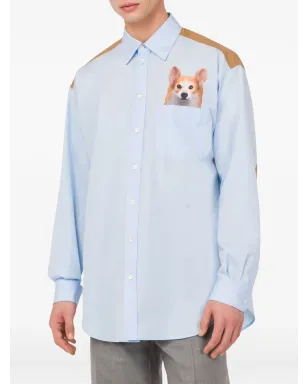Moschino 犬モチーフ コットンシャツ - Blue - サムネイル3
