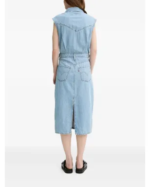 Levi's ノースリーブ ボタン留め デニムドレス ブルー - サムネイル3