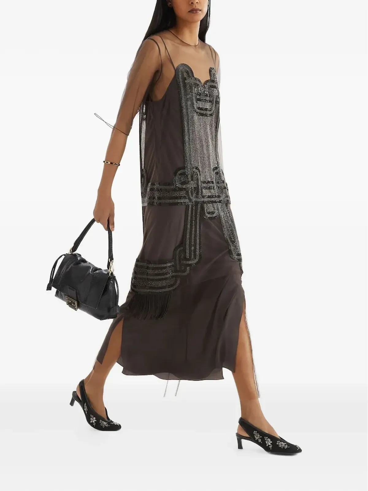 FENDI エンベリッシュド スリングバック ヒールド パンプス - 画像5