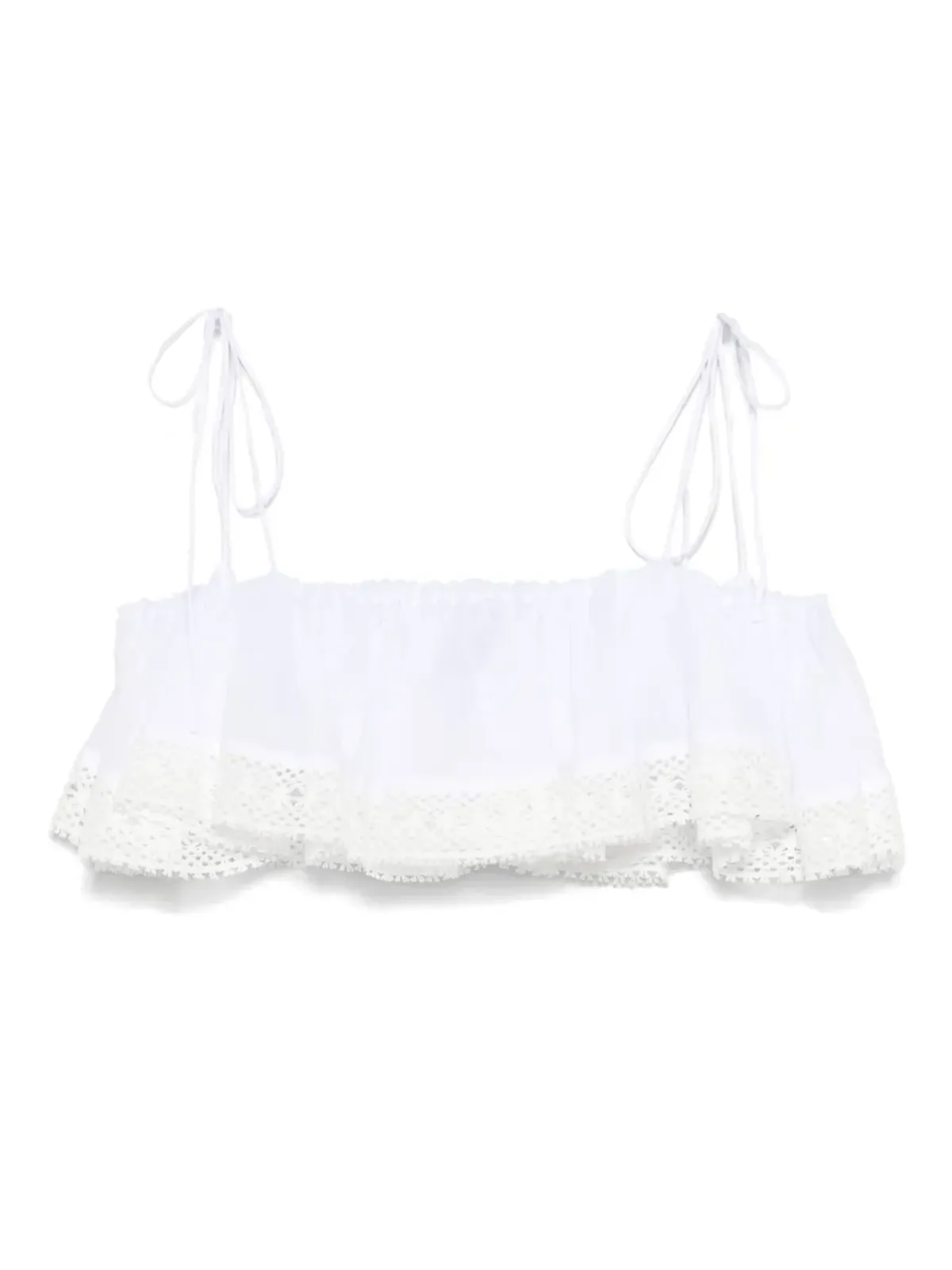 PNK レーストリム付きコットントップス - White - 画像2