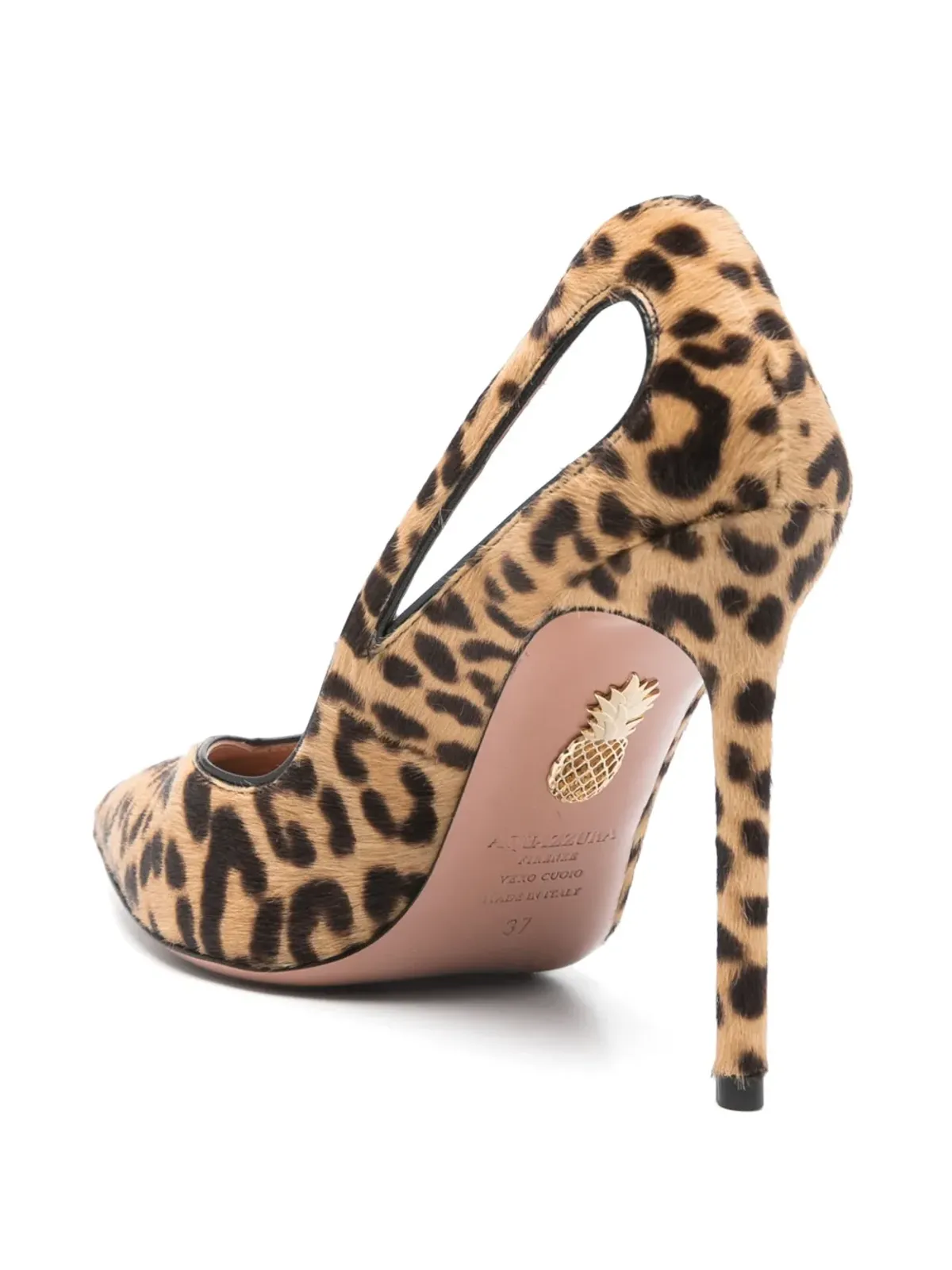 Aquazzura ブラウン レオパード柄 カットアウト パンプス - 画像3