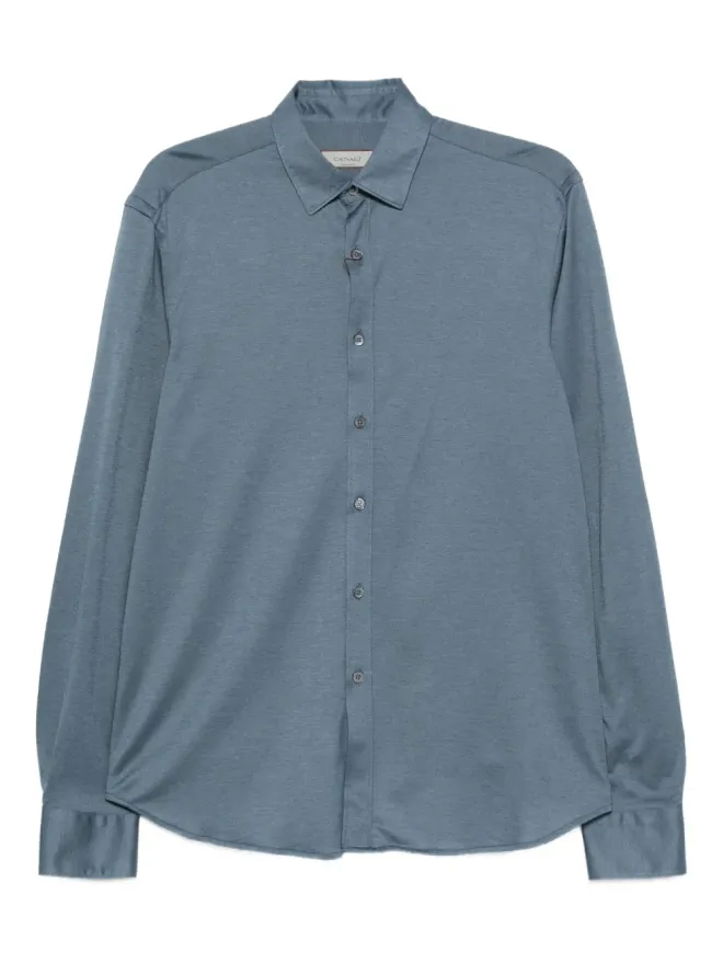 Canali Canali long-sleeve cotton-blend shirt - Blueの商品画像