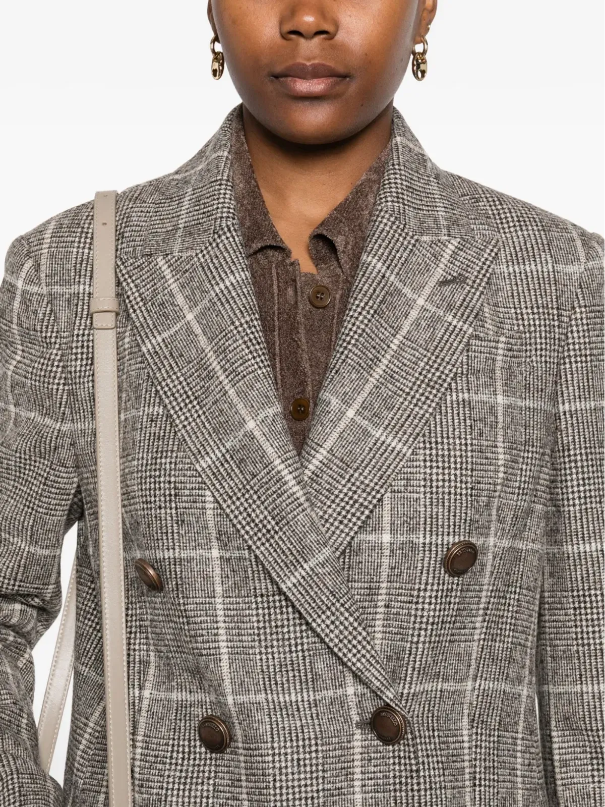 Brunello Cucinelli チェック柄ダブルブレストブレザー - 画像5