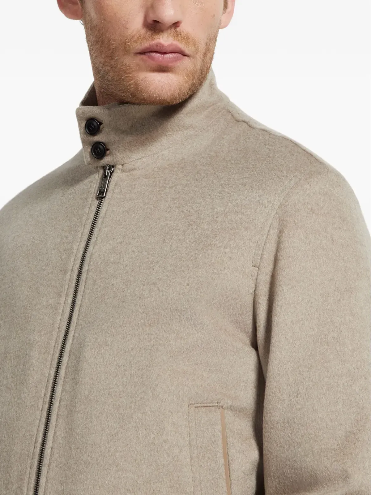 Zegna カシミア ジップファスナー付き ボンバー ジャケット - 画像5