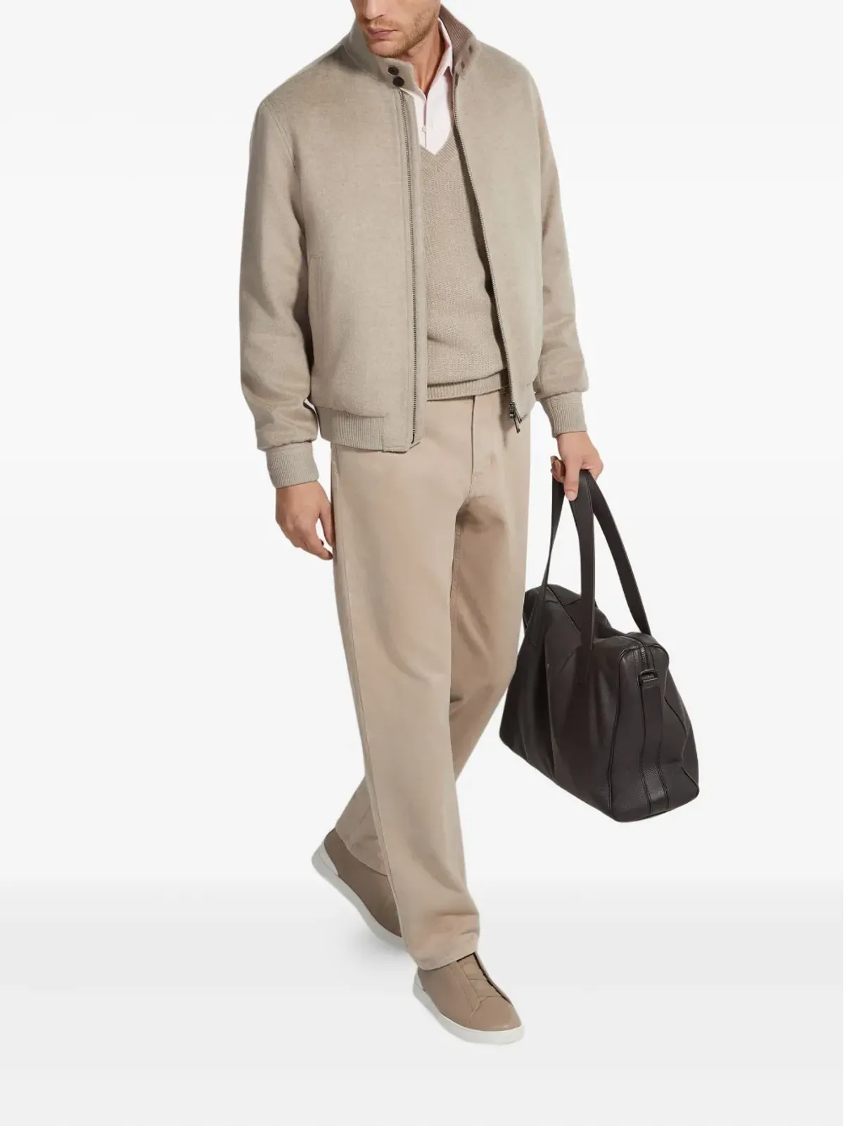 Zegna カシミア ジップファスナー付き ボンバー ジャケット - 画像2