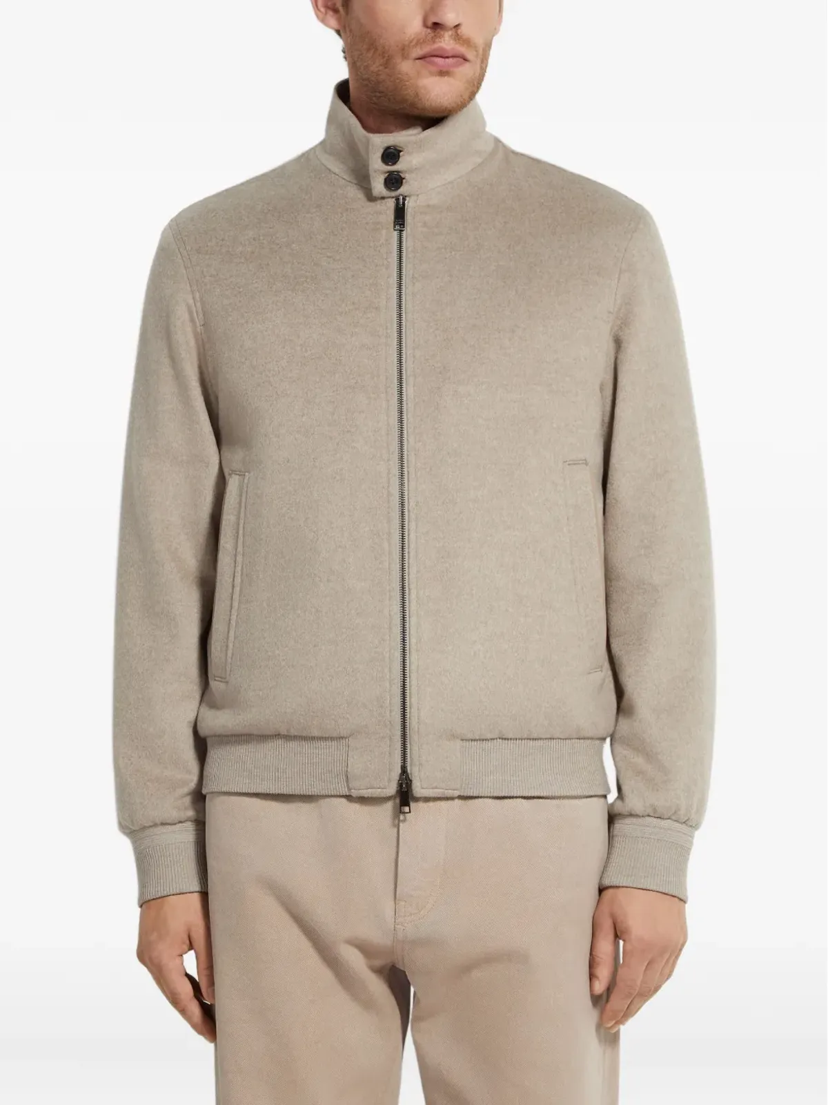 Zegna カシミア ジップファスナー付き ボンバー ジャケット - 画像3