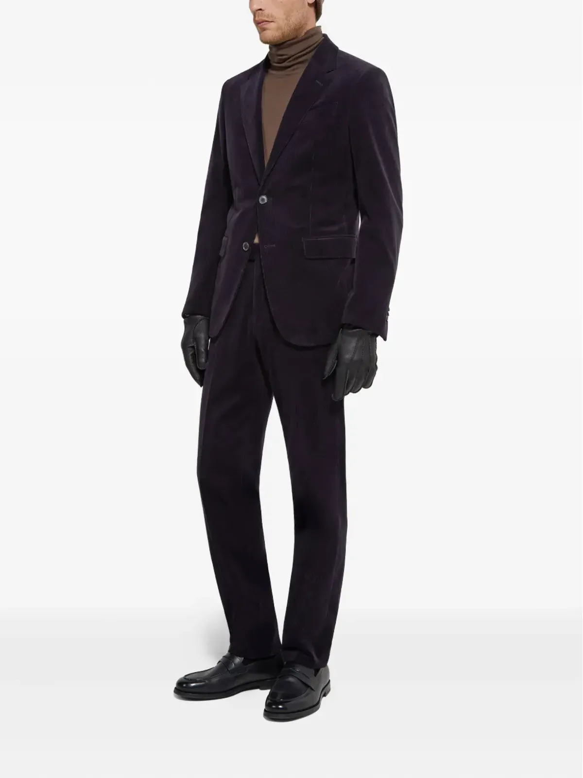 Zegna コーデュロイ シングルブレスト ブレザー ブルー - 画像2