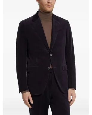 Zegna コーデュロイ シングルブレスト ブレザー ブルー - サムネイル3