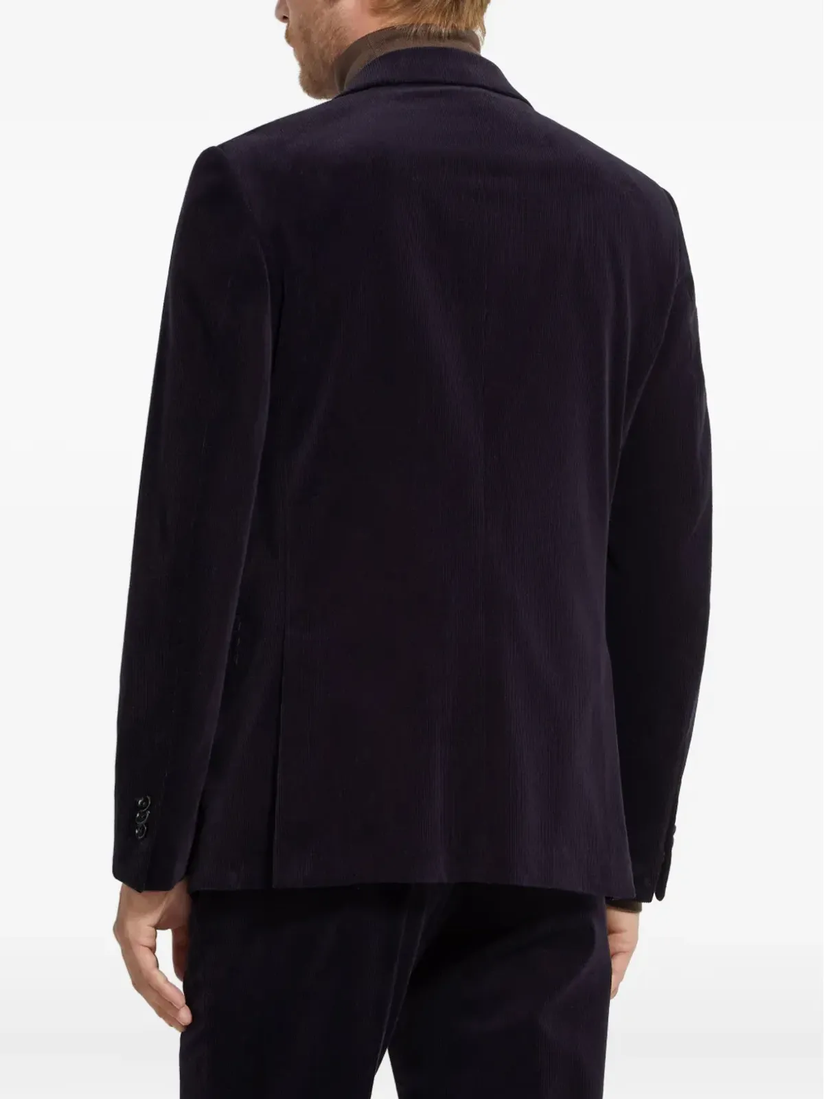Zegna コーデュロイ シングルブレスト ブレザー ブルー - 画像4