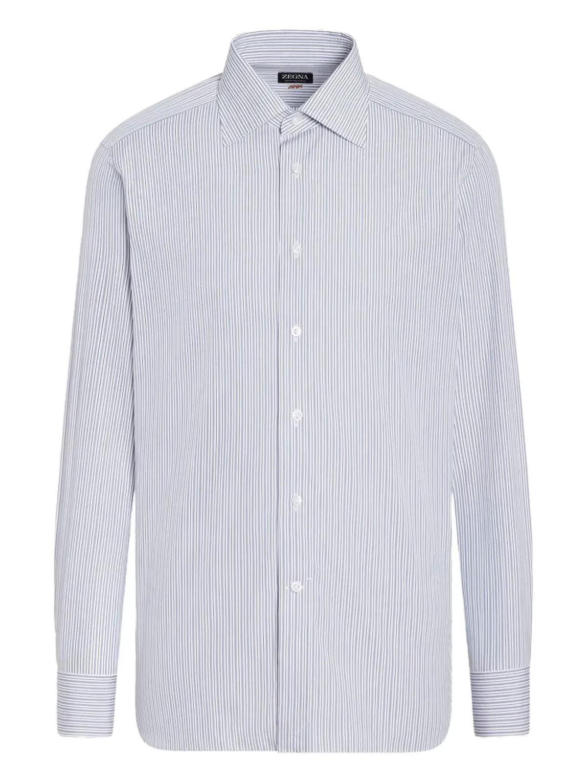 Zegna ストライプ柄コットンシャツ（ブルー） - 画像1