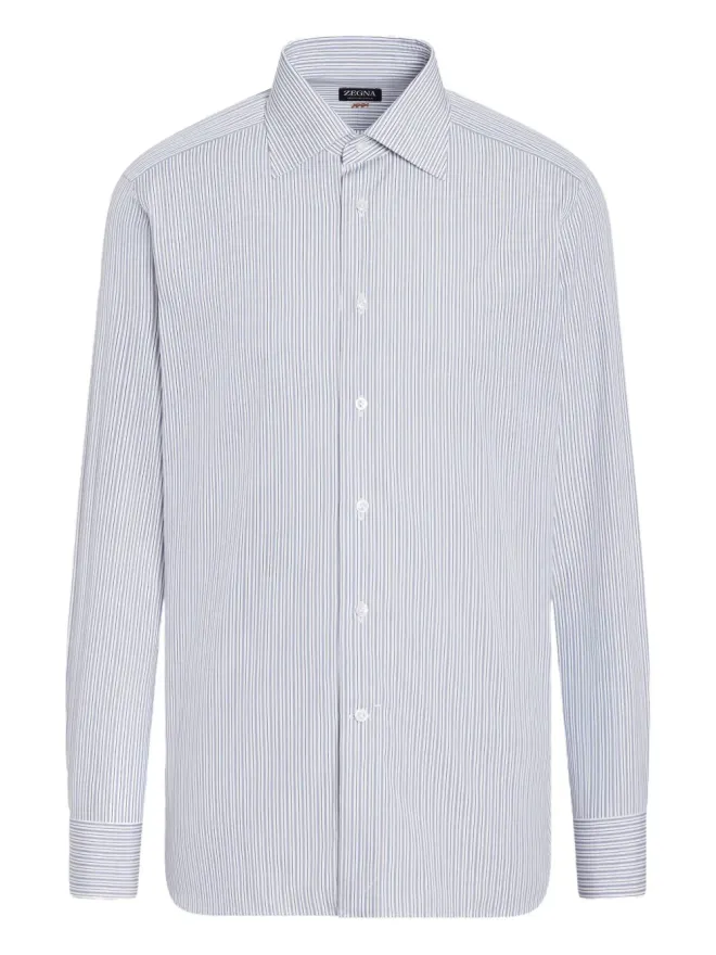 ZEGNA Zegna ストライプ柄コットンシャツ（ブルー）の商品画像