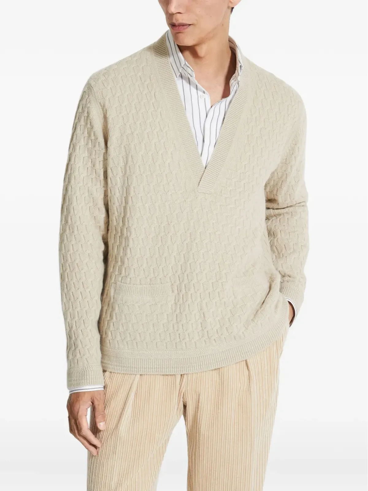 Zegna オアジ Vネックセーター - 画像2