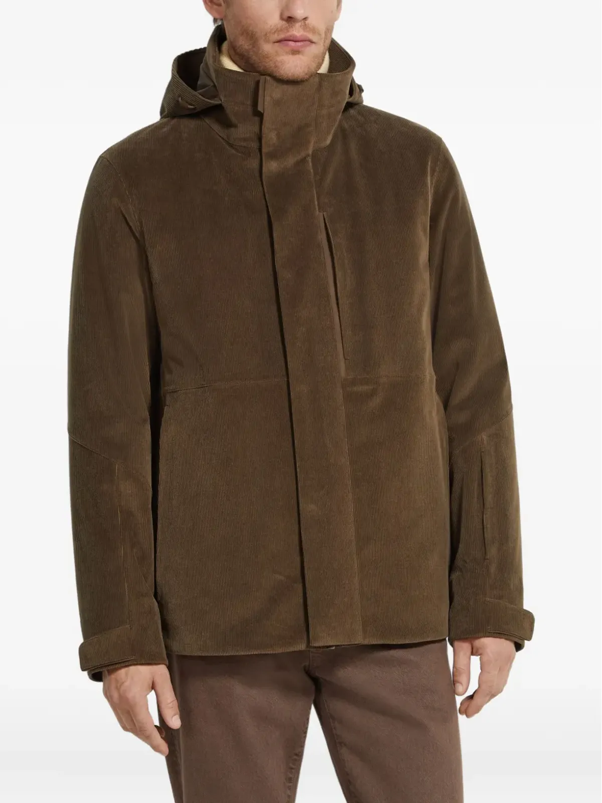 Zegna フーデッド コーデュロイ ジャケット - 画像3