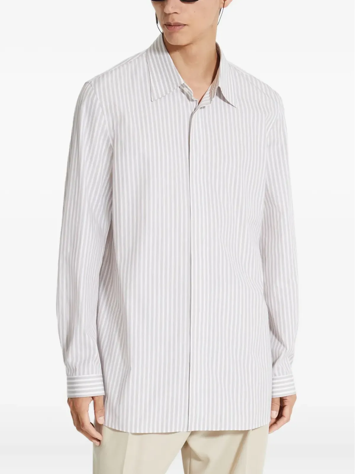 Zegna セントヴェントミラ ストライプコットンシャツ - White - 画像2