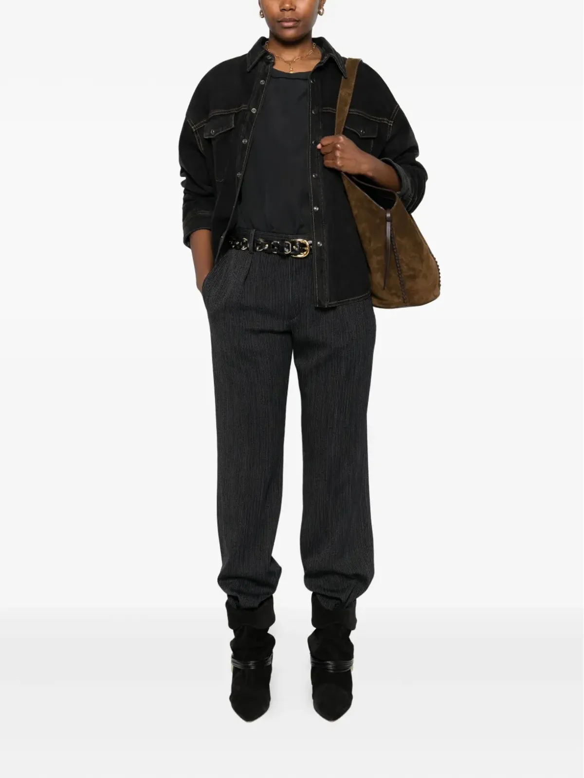 ISABEL MARANT ピンストライプ柄プリーツパンツ - 画像2